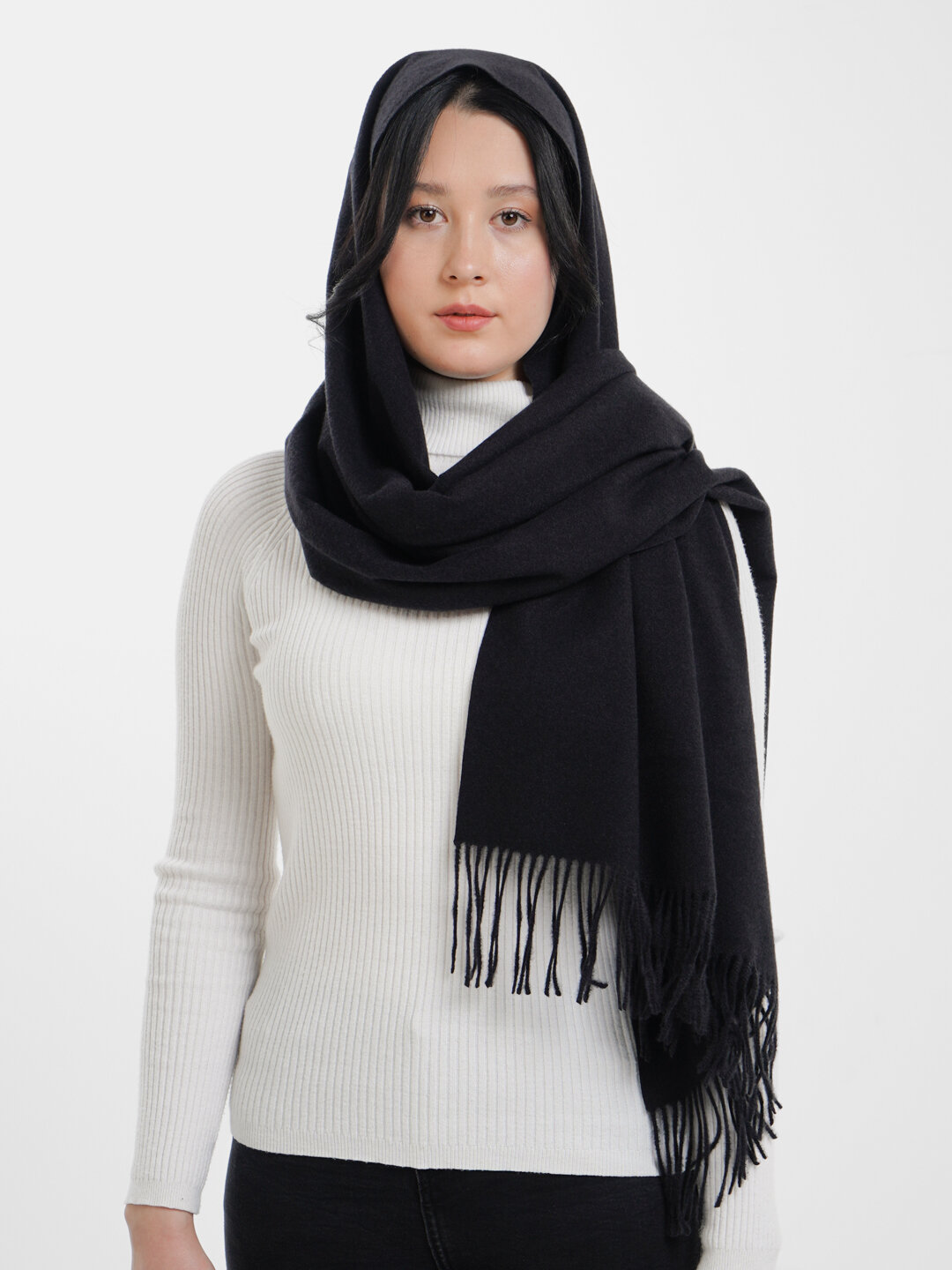 Шарф  Шарф кашемировый элегантность с теплом и стилем для мужчин и женщин,200х70 см, черный