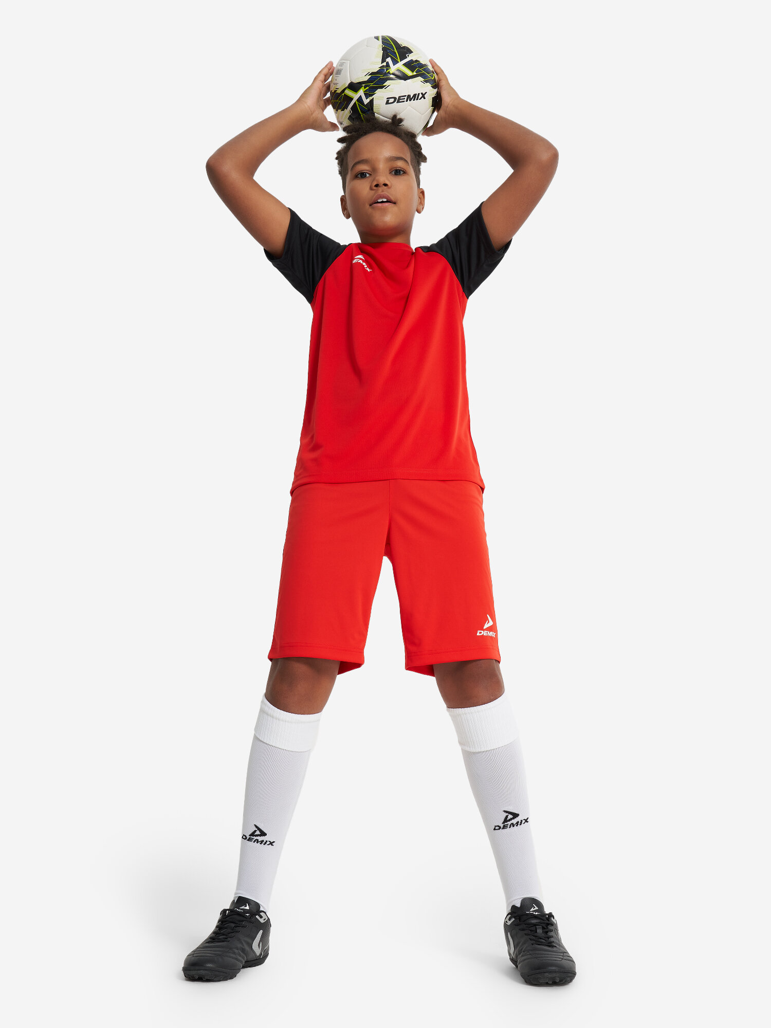 Футболка Demix, размер 146-152, красный/черный — фото 1