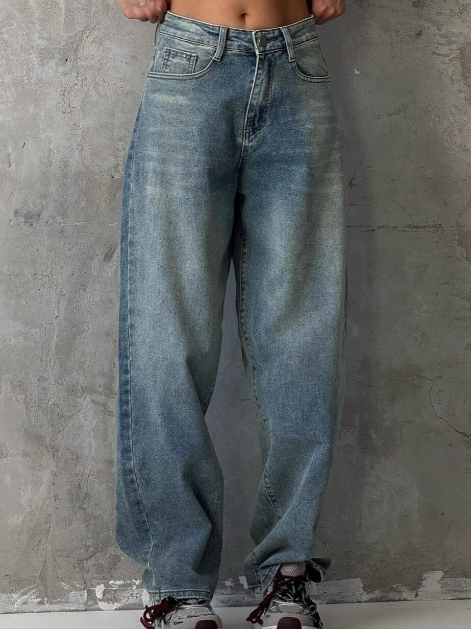 Джинсы багги  The 80's, размер 36, серо-синий