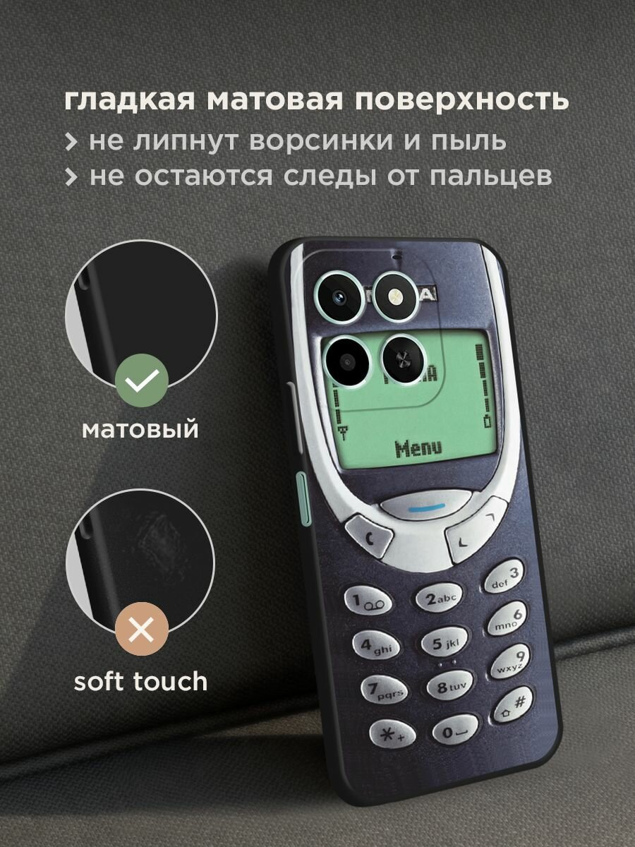 Черный матовый чехол на Honor X6c / Хонор X6c с принтом "Нокия" — фото 1