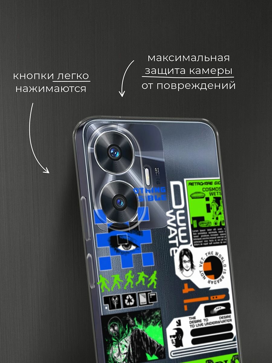 Чехол на Realme C55 / Реалми C55 с принтом "Nothing impossible", прозрачный — фото 1