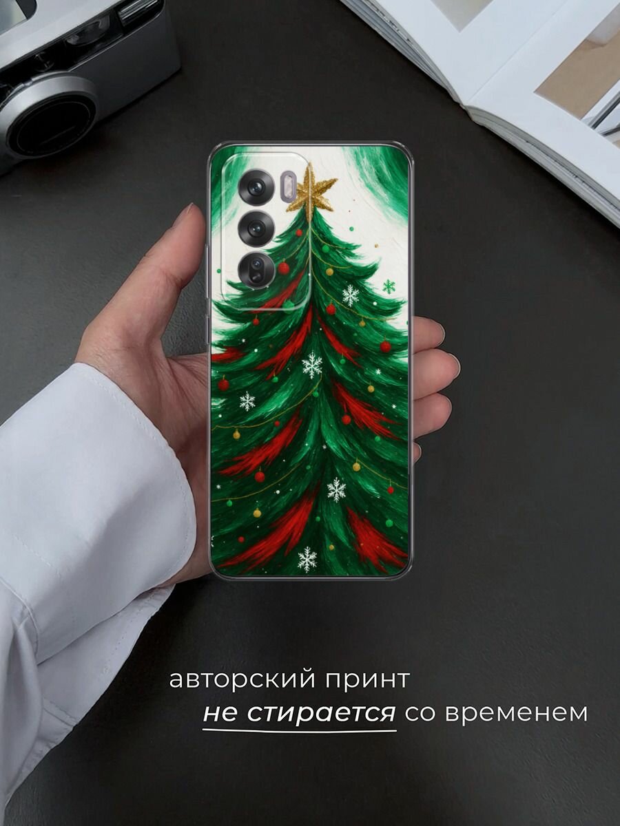 Чехол на Oppo Reno 12 Pro / Оппо Рено 12 Про с принтом "Живописная елка" — фото 1
