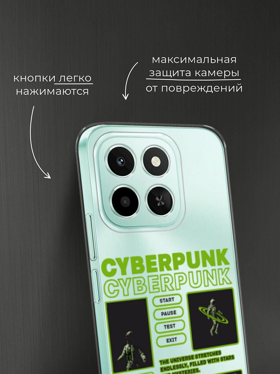 Чехол на Honor X6c / Хонор X6c с принтом "Cyberpunk", прозрачный — фото 1