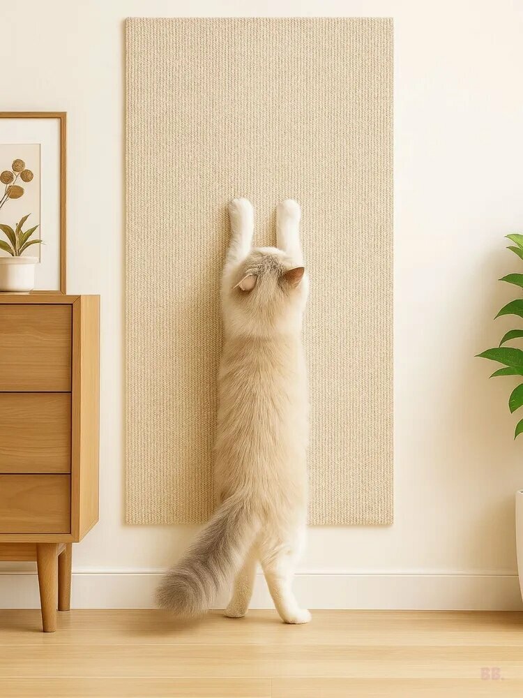 Когтеточка для кошек настенная самоклеющаяся защита от кошек на диван 100*60 см бежевая