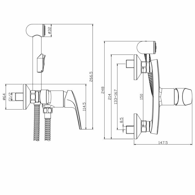 Смеситель с гигиеническим душем Rossinka RS45-52 — фото 1