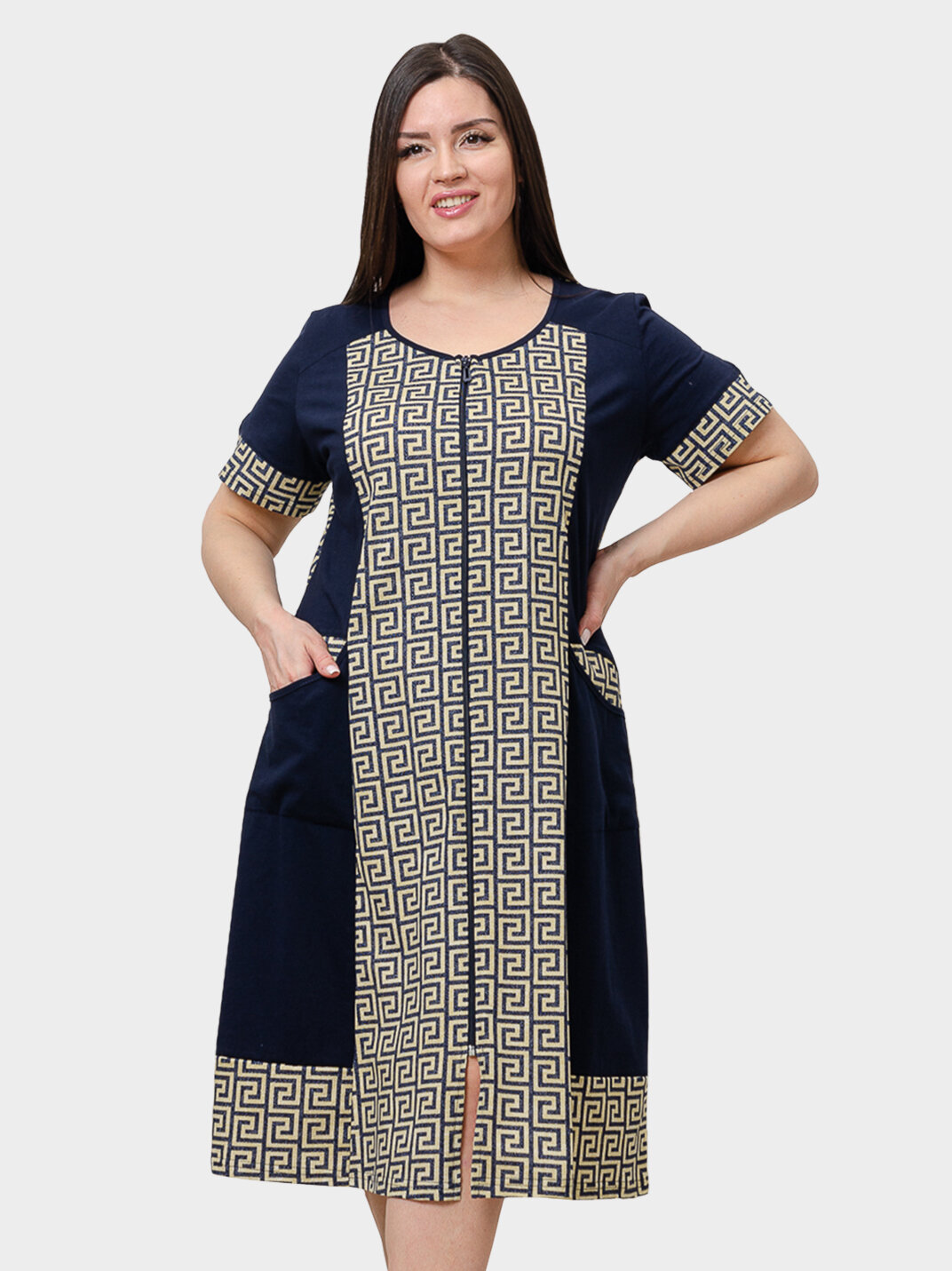 Халат для кормящих мам Натали Суслова размер 64 синий черный желтый