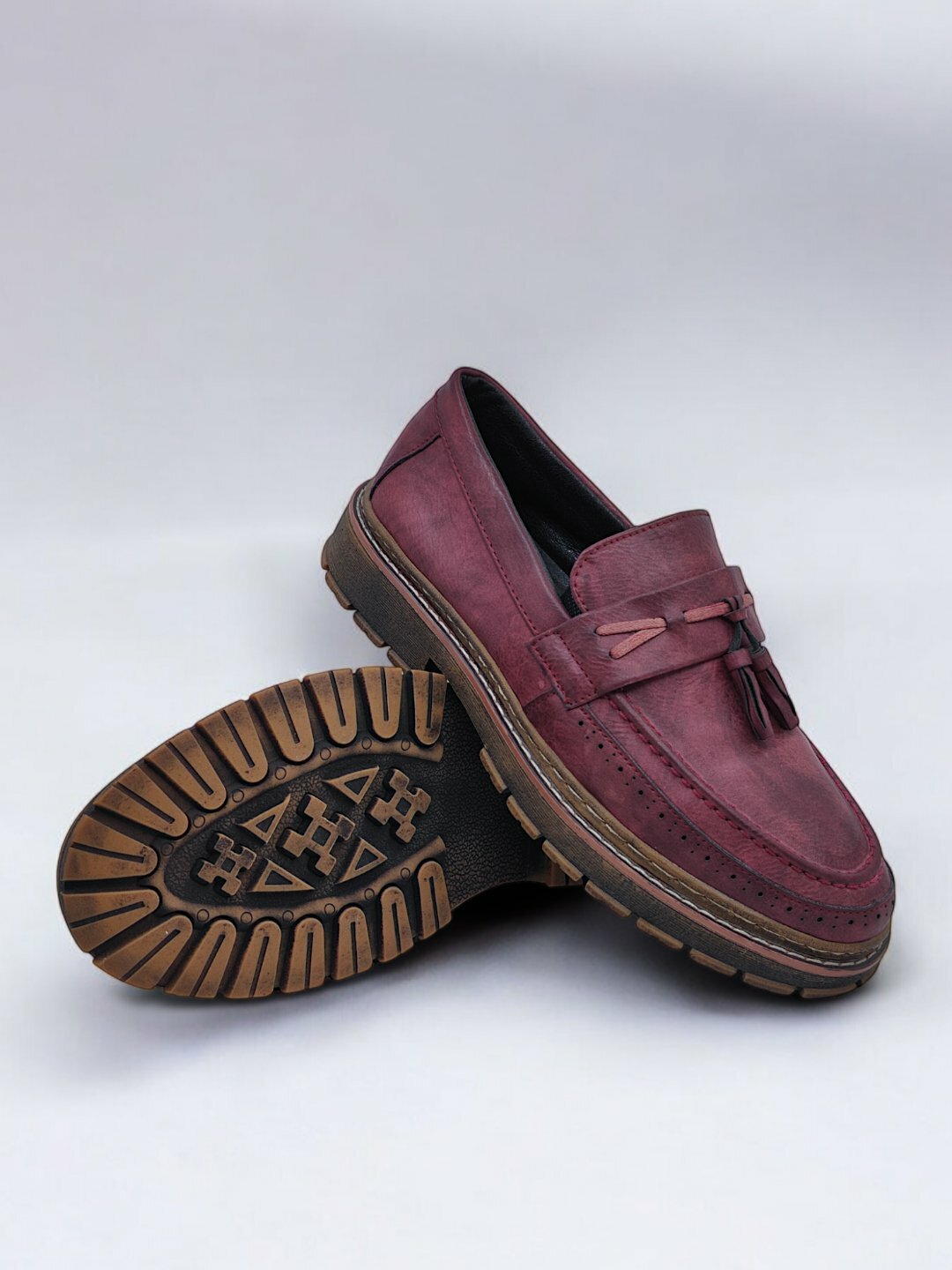 Лоферы  Туфли мужские Solid Step, из экокожи, водонепроницаемые, размер 38 39 40 41 42 43, алый — фото 1