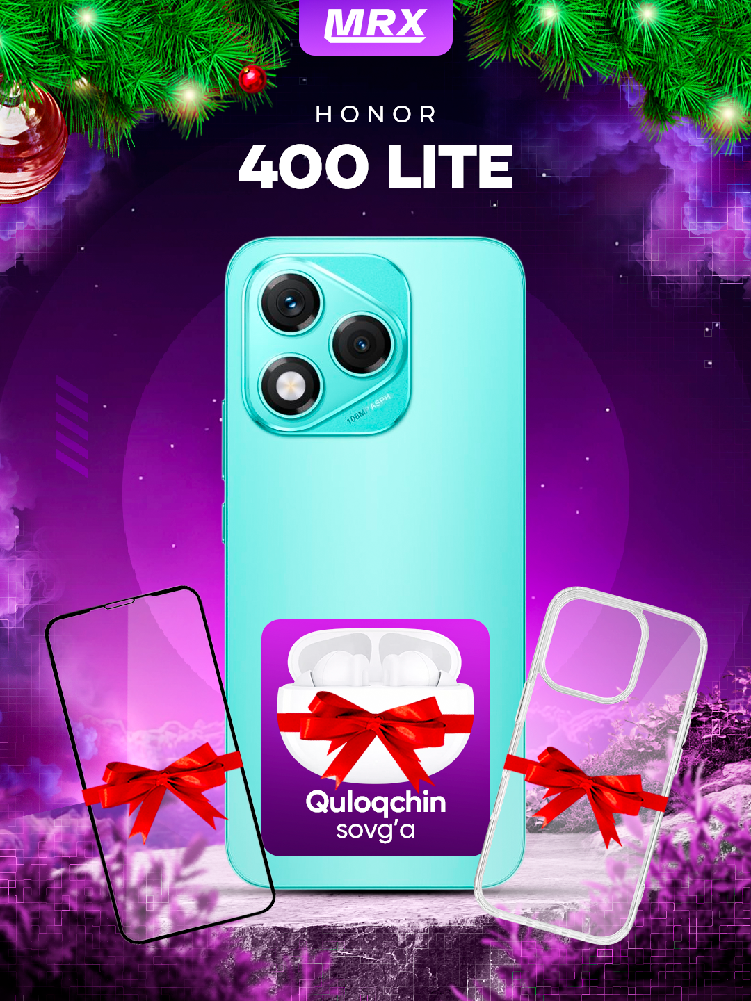 Смартфон Honor 400 Lite, 8GB/256GB, AMOLED 120Hz, IP65, защита от воды и пыли, цвет зеленый