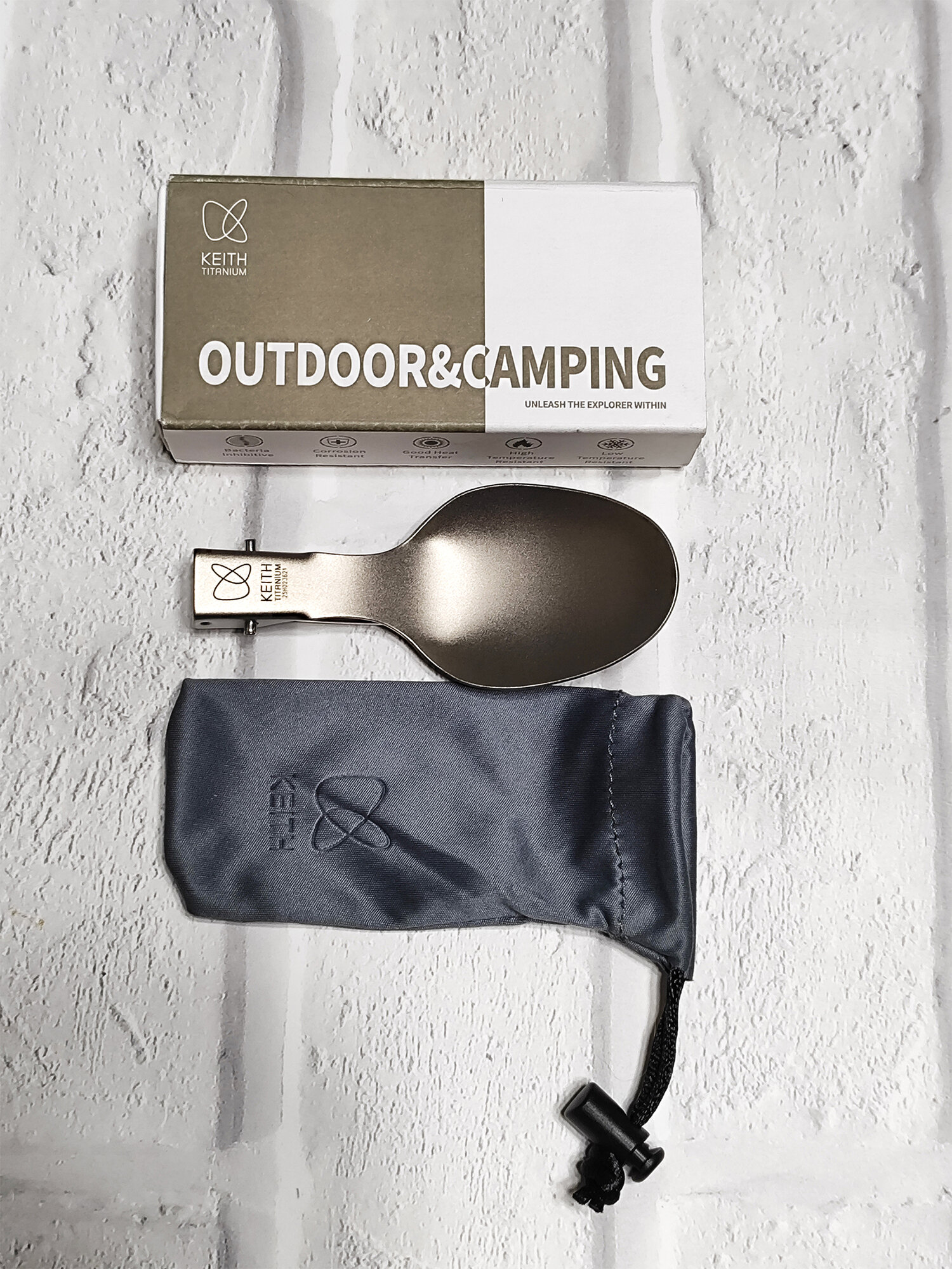 Складная ложка Keith туристическая титановая ложка в чехле 21г