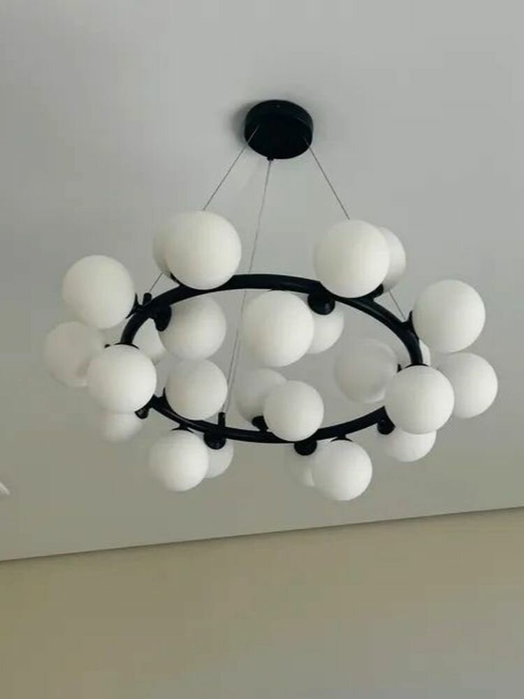 Люстра подвесная "Ball" 650, с регулировкой высоты, цоколь G9 25 шт, чёрный цвет, 65 см.