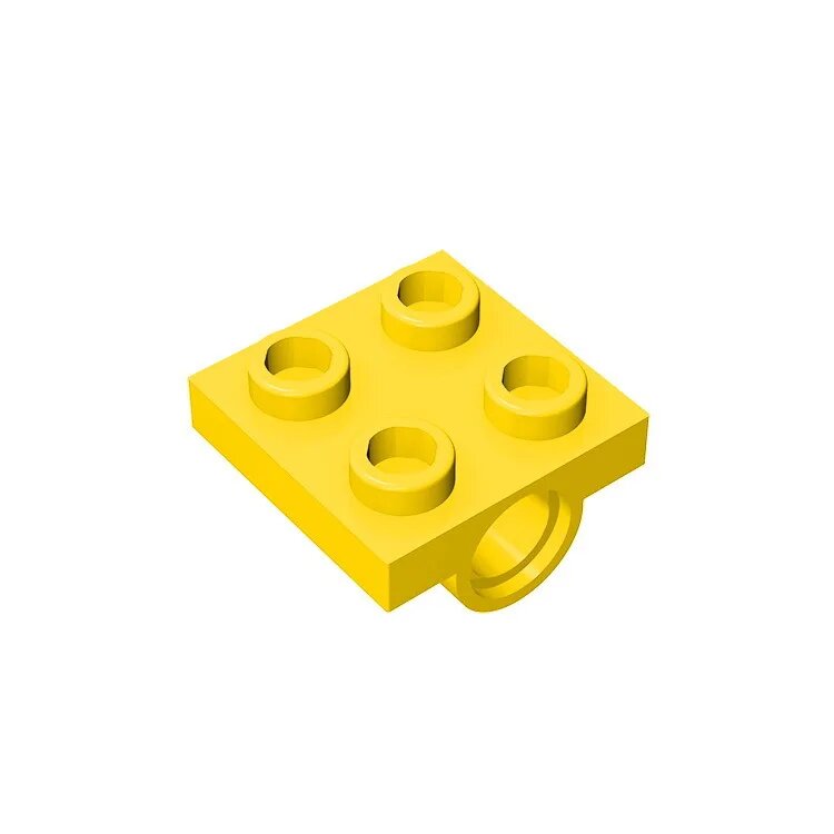 Желтая пластина Lego 2x2 с отверстием