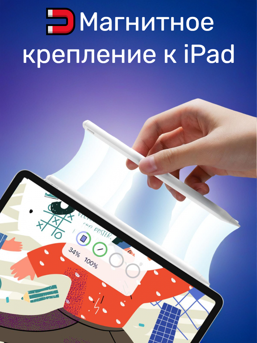 Стилус Baseus Smooth Writing 2 Series с двойной зарядкой (P80015804213-00) белый, 12 мес. гарантия — фото 1