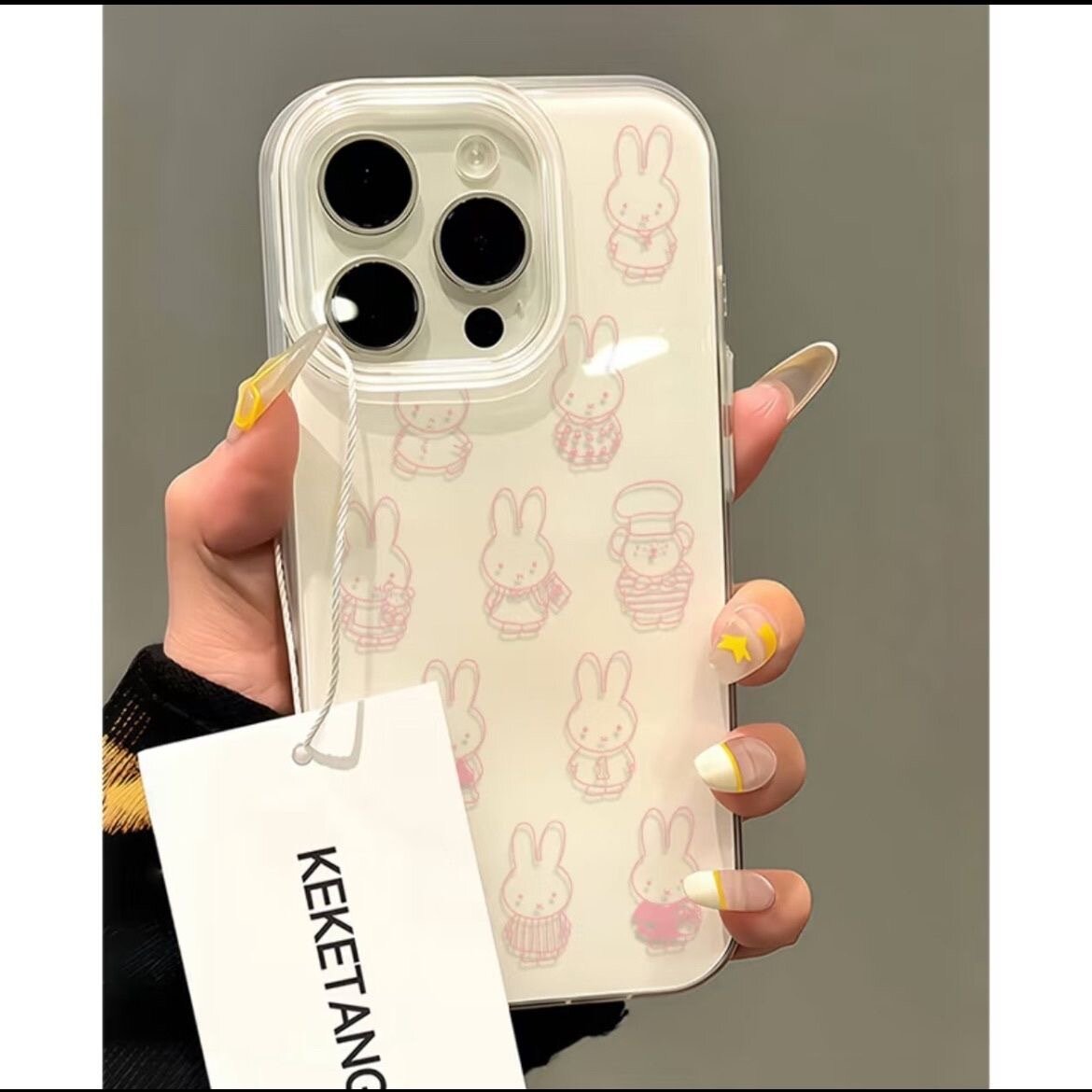 Чехол Miffy для айфон 13 Pro Max силикон прозрачный с принтом усиленная защита — фото 1