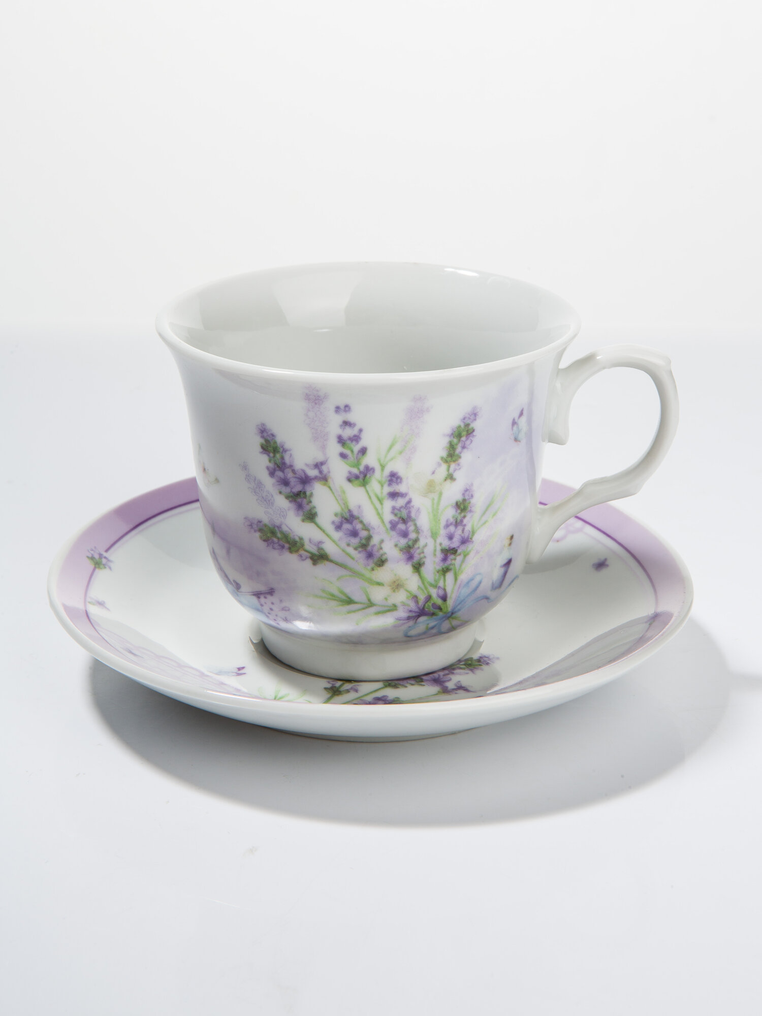 Набор для чаепития из фарфора "Лаванда" в стиле Прованс- чашка 220 мл + блюдце — фото 1