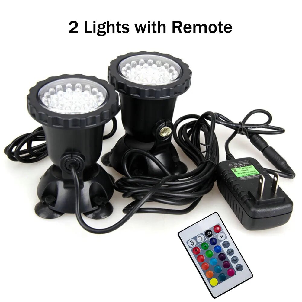Подводный светильник RGB, 2 шт с пультом, EU Plug