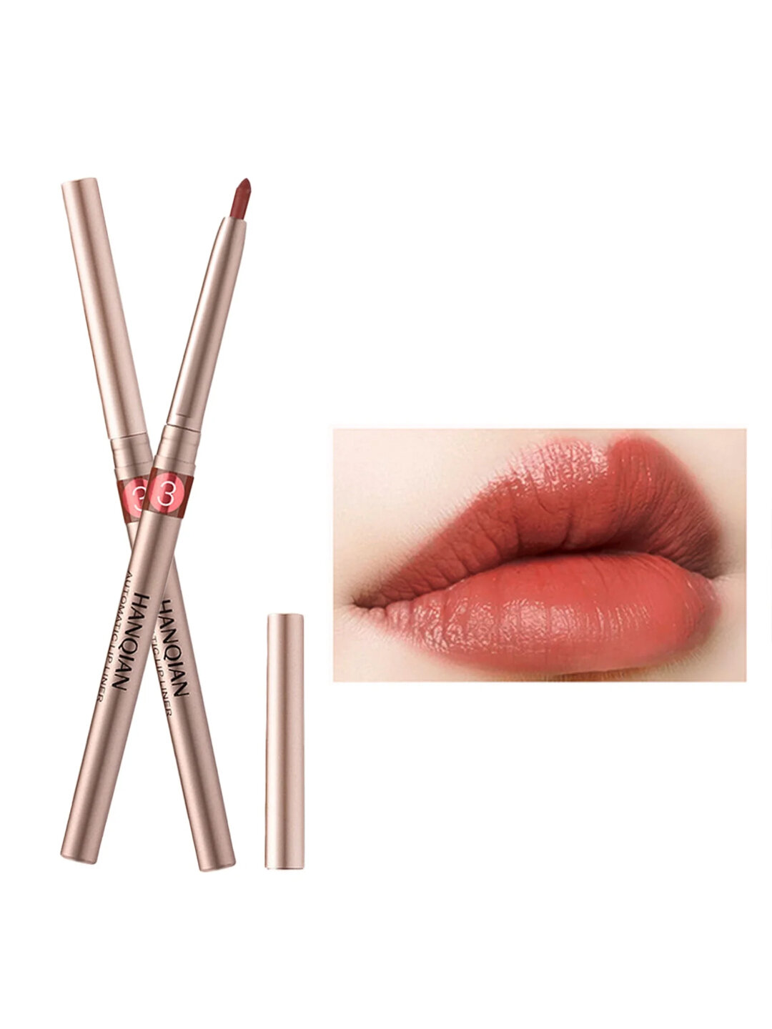 Контурный карандаш для губ Hanqian — стойкий чёткий контур, насыщенный цвет и комфортное нанесение.