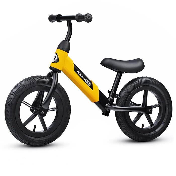 Беговел детский Oubaoloon 12", колеса надувные, цвет желтый (R115-Y)