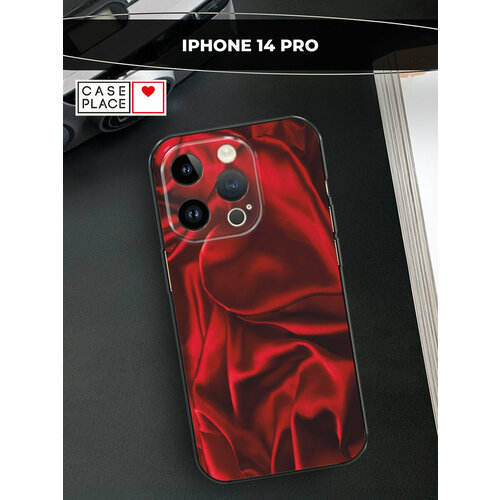 фото Чехол на apple iphone 14 pro / айфон 14 про с принтом текстура красный шелк case place