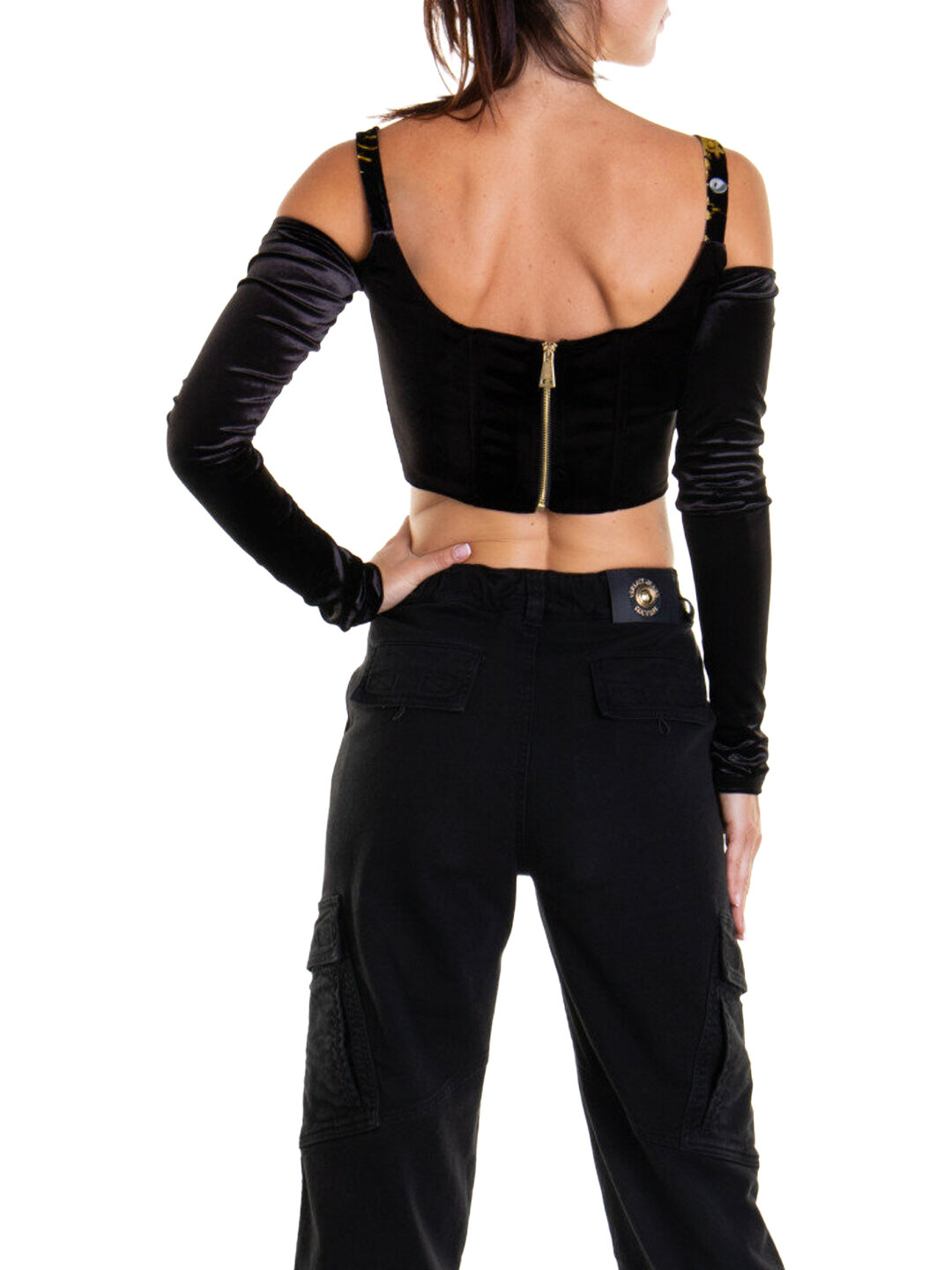 Топ Versace Jeans Couture, размер 38, черный/золотой — фото 1