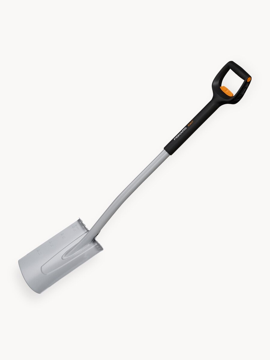 Лопата штыковая телескопическая FISKARS Xact 1066733, прямая, с черенком, ручкой, длина 110.8–130 см