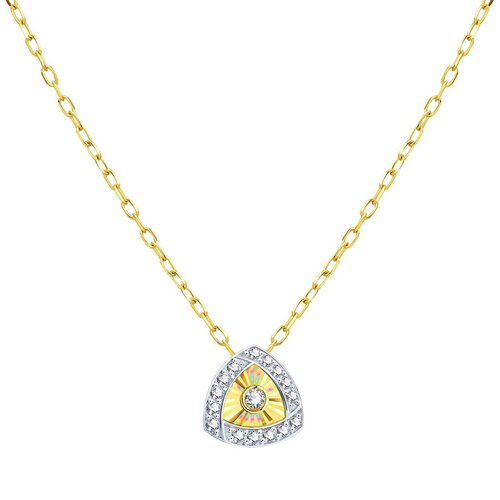 фото Колье diamant online, желтое золото, 585 проба, фианит, длина 40 см., прозрачный
