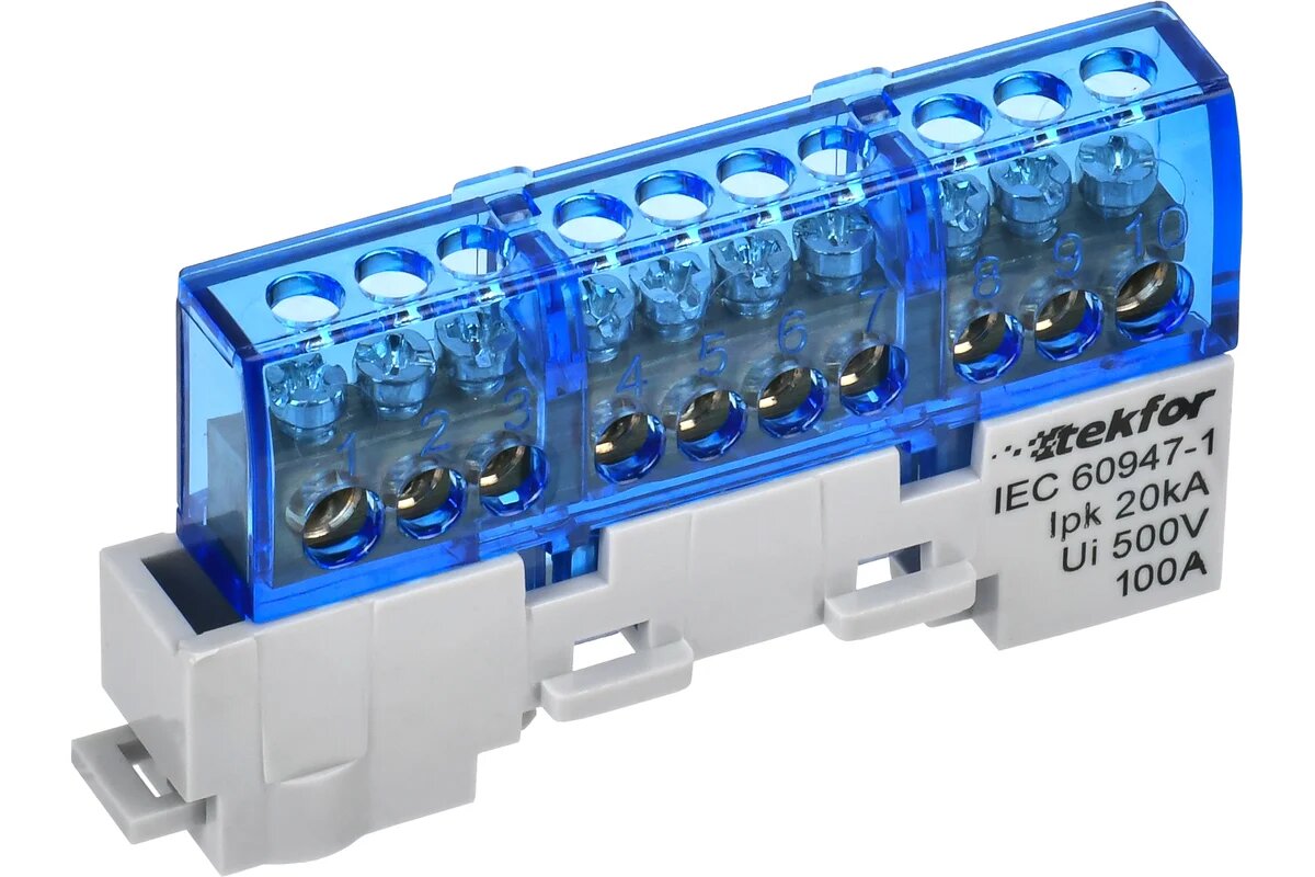 Шина нулевая N изол. на универс. держ. 6х9-10-С TEKFOR IEK TF-NN10-10-KL-K07