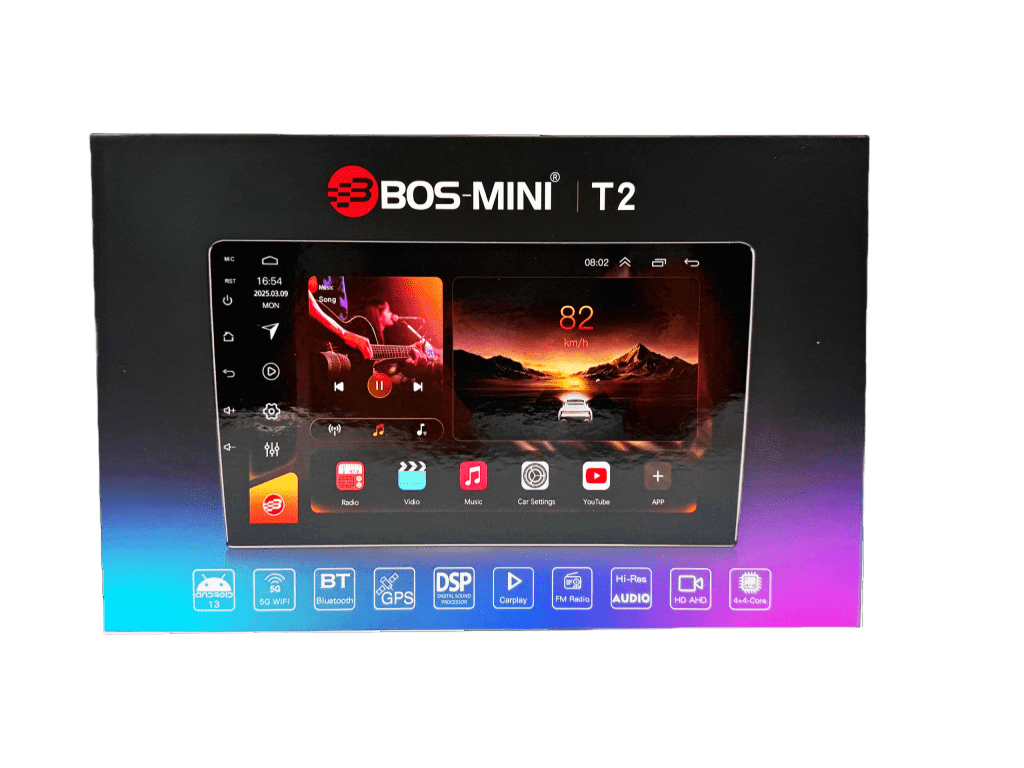 Автомагнитола BOS MINI T2 9", 2Din, Андроид 13, Carplay, 4+64GB, 4х50Вт