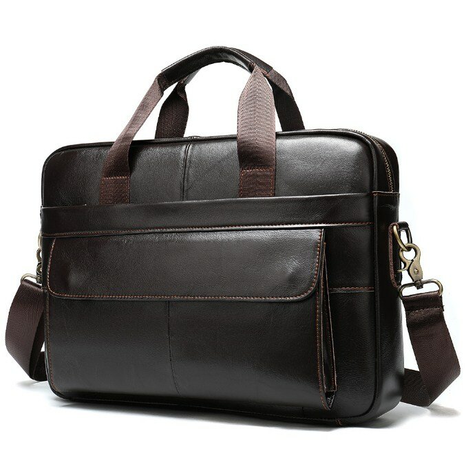 Сумка-портфель MyPads 1115 из импортной натуральной коровьей кожи для ноутбука 15.4 дюйма вместительная с двумя большими передними карманами мужска.1
