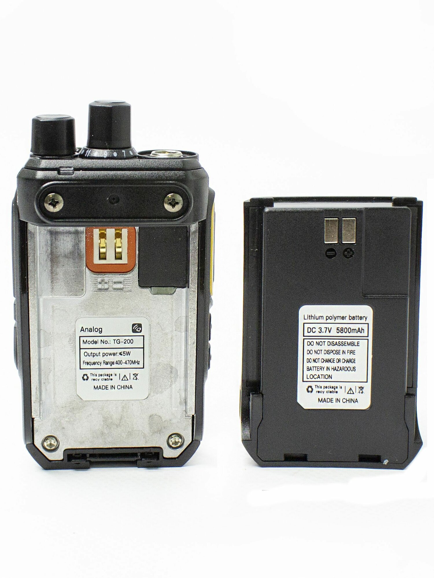Рация Quansheng TG-200 UHF, аккумулятор 5800 мАч, зарядка от USB — фото 1