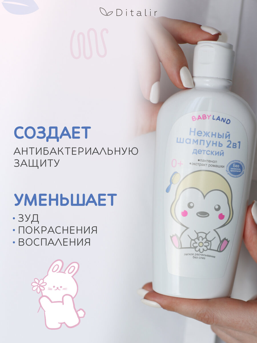 Шампунь Детский Шампунь детский BABYLAND 0+, 210 гр
