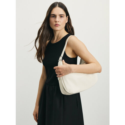 Сумка багет Zarina, фактура гладкая, ванильный