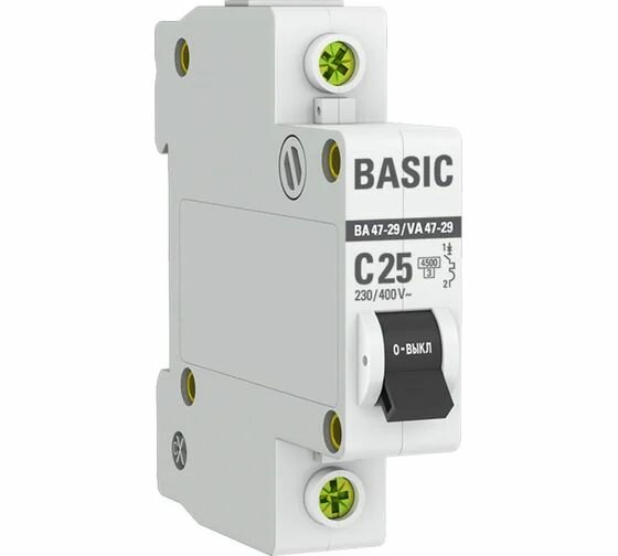 Автоматический выключатель EKF 1P 25А (C) 45кА ВА 47-29 Basic mcb4729-1-25C