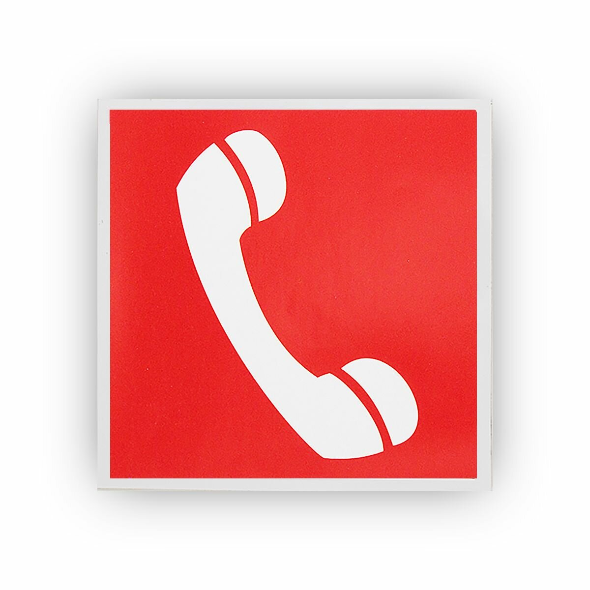 Пожарный знак F05 Телефон для использования при пожаре на самоклеящейся не светящейся плёнке, 200х200 мм