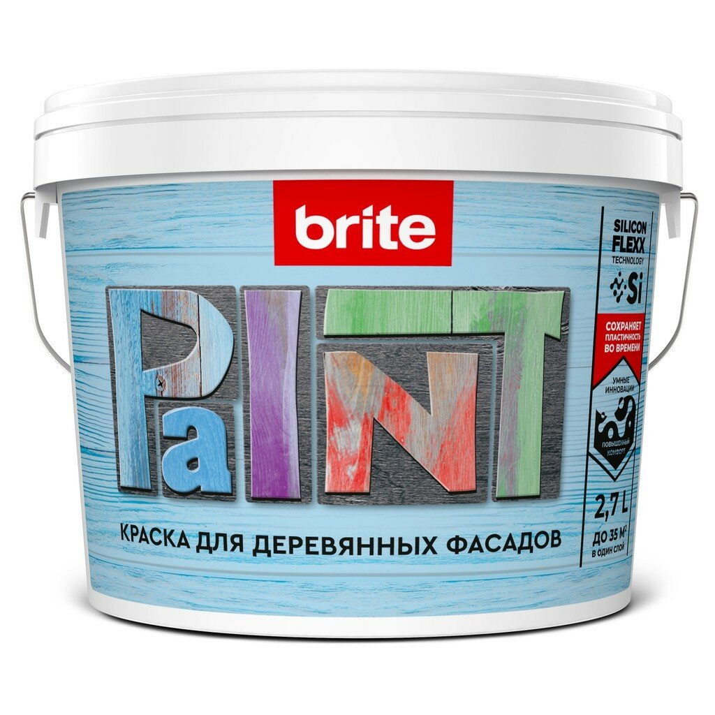 Краска BRITE FLEXX для деревянных фасадов белая база А банка 09 л
