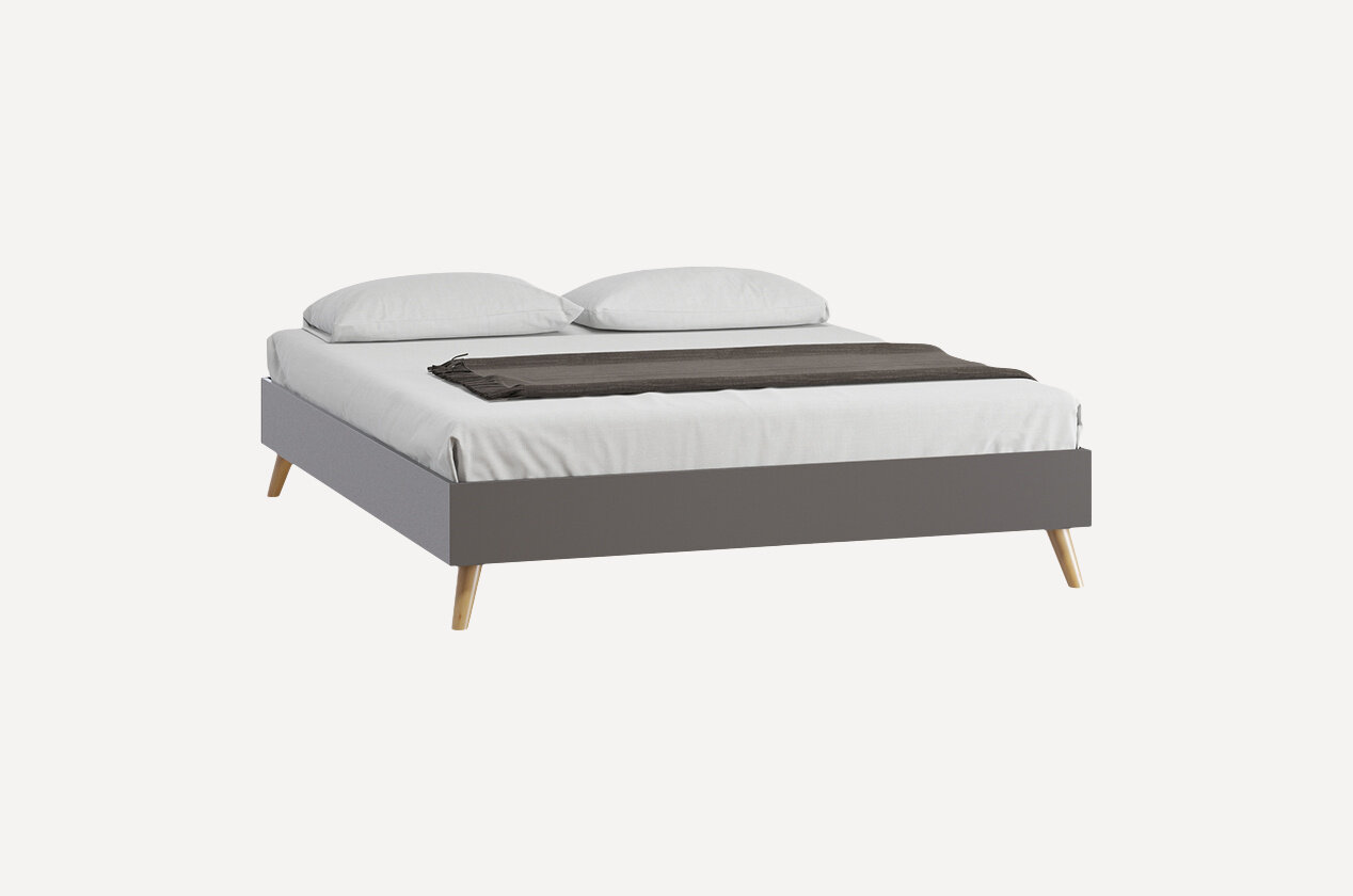Кровать двуспальная Divan.ru Дарлайн Grey, ЛДСП, серая, без изголовья, 180x200