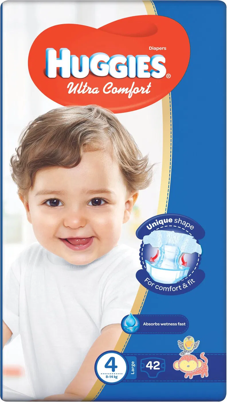 Подгузники Huggies ultra comfort размер 4, 42шт, 8-14кг, для детей. — фото 1