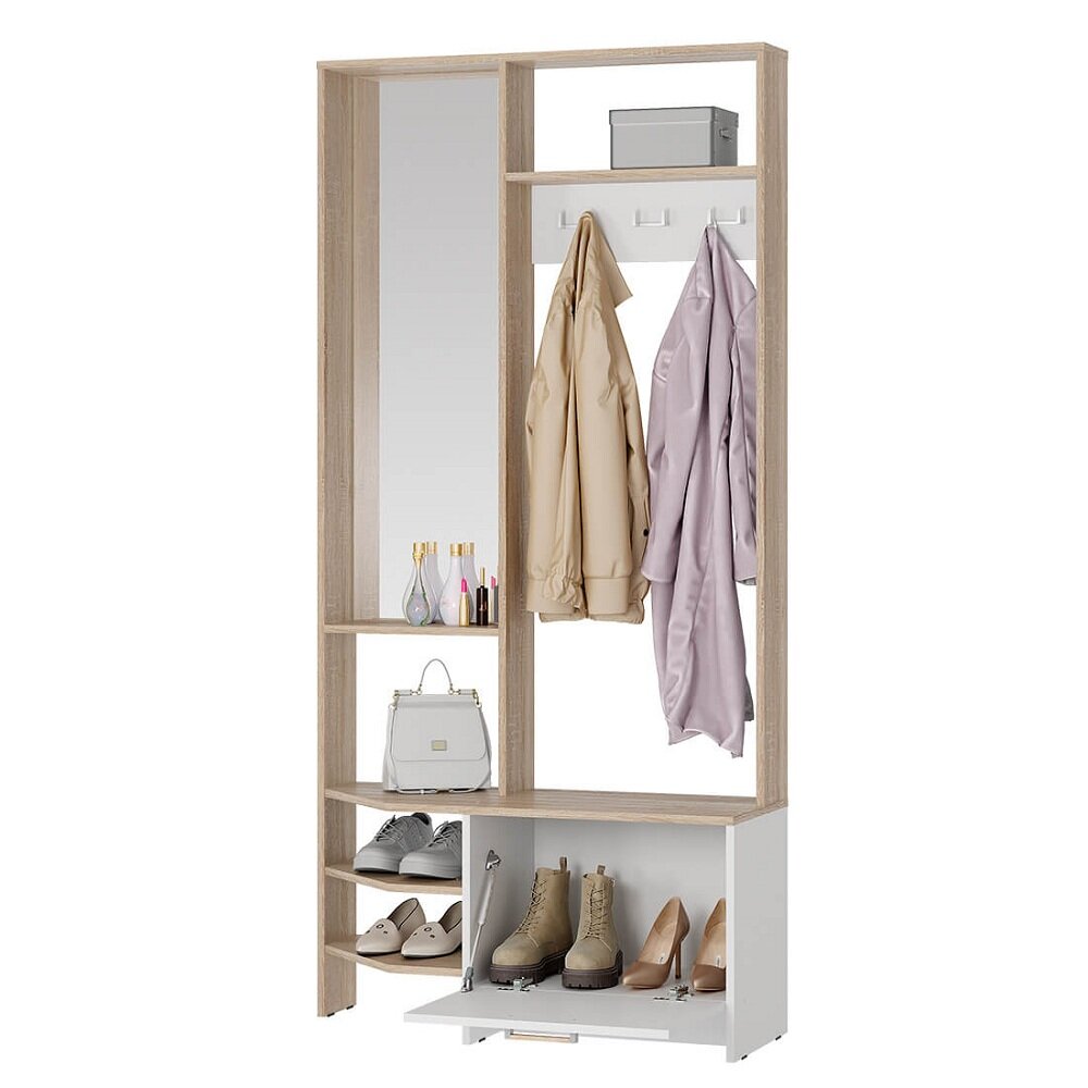 Прихожая МС "Тео" ПР-01, ЛДСП (дуб сонома/белый), 96х36х196 см — фото 1