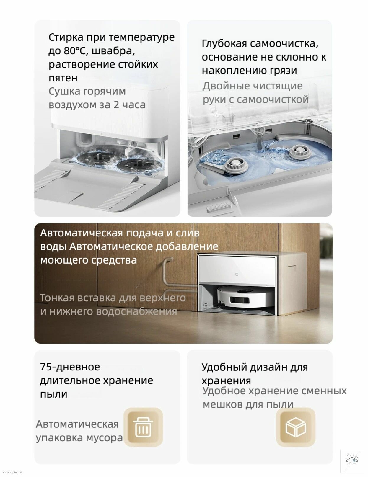 Робот-пылесос Xiaomi Mijia M40S CN Версия с водяным баком LDS 23000Pa OV31CN (Версия Китай) переходник в комплекте — фото 1