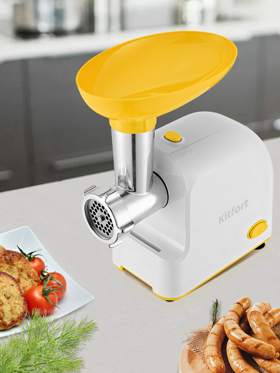 Мясорубка Kitfort КТ-2113-2 бело-желтая — фото 1