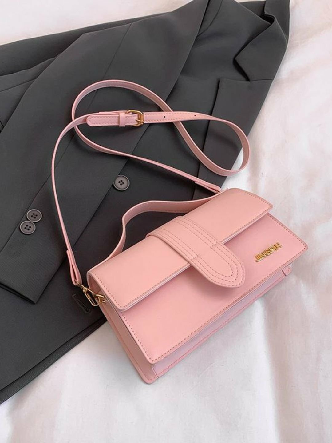 Сумка кросс-боди  JINGPIN Shoulder Minimal, фактура гладкая, розовый
