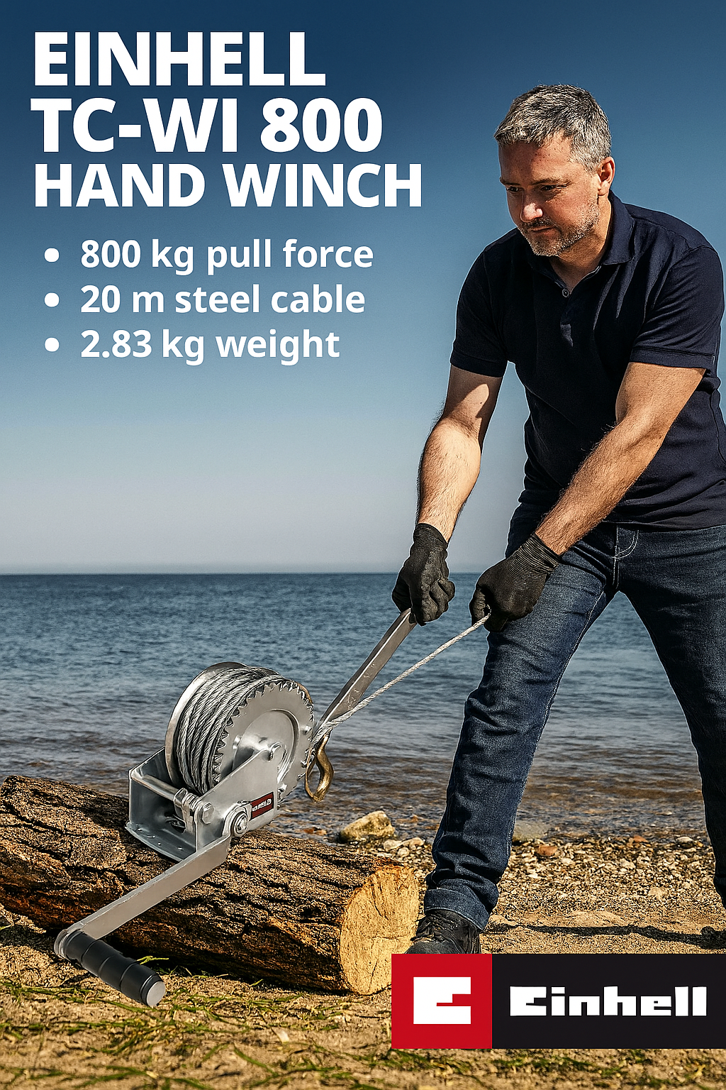 Ручная лебедка Einhell 2260170, компактная, надёжная, до 800 кг