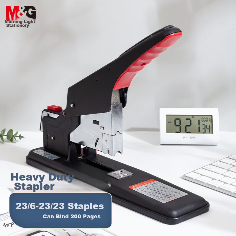 Chenguang (M&G) Stationery 200-Page Heavy-Duty Stapler Compatible with 23/6~23/23 Staples Office Supplies Black ABS92772 Back-To Essential