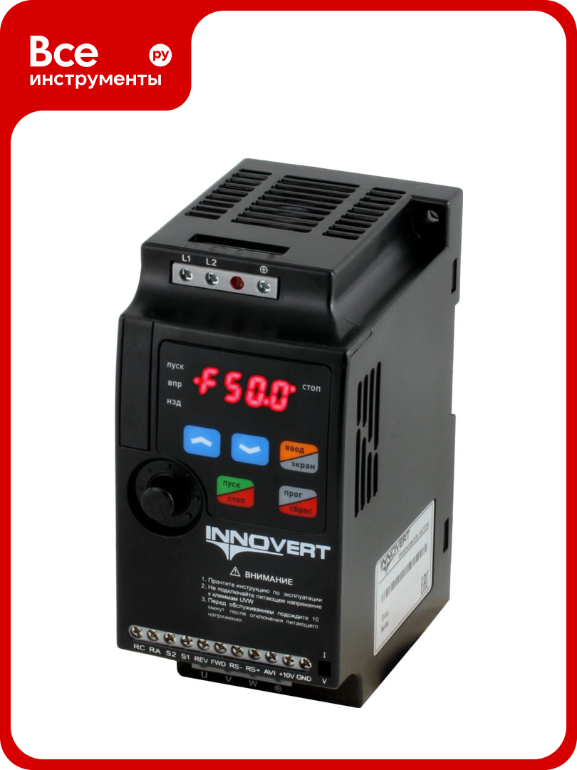 Преобразователь INNOVERT ISD mini PLUS, выходной ток 5.0 А 0,75 кВт вх: 1ф x 220В / вых: 3ф х 220В ISD751M21E