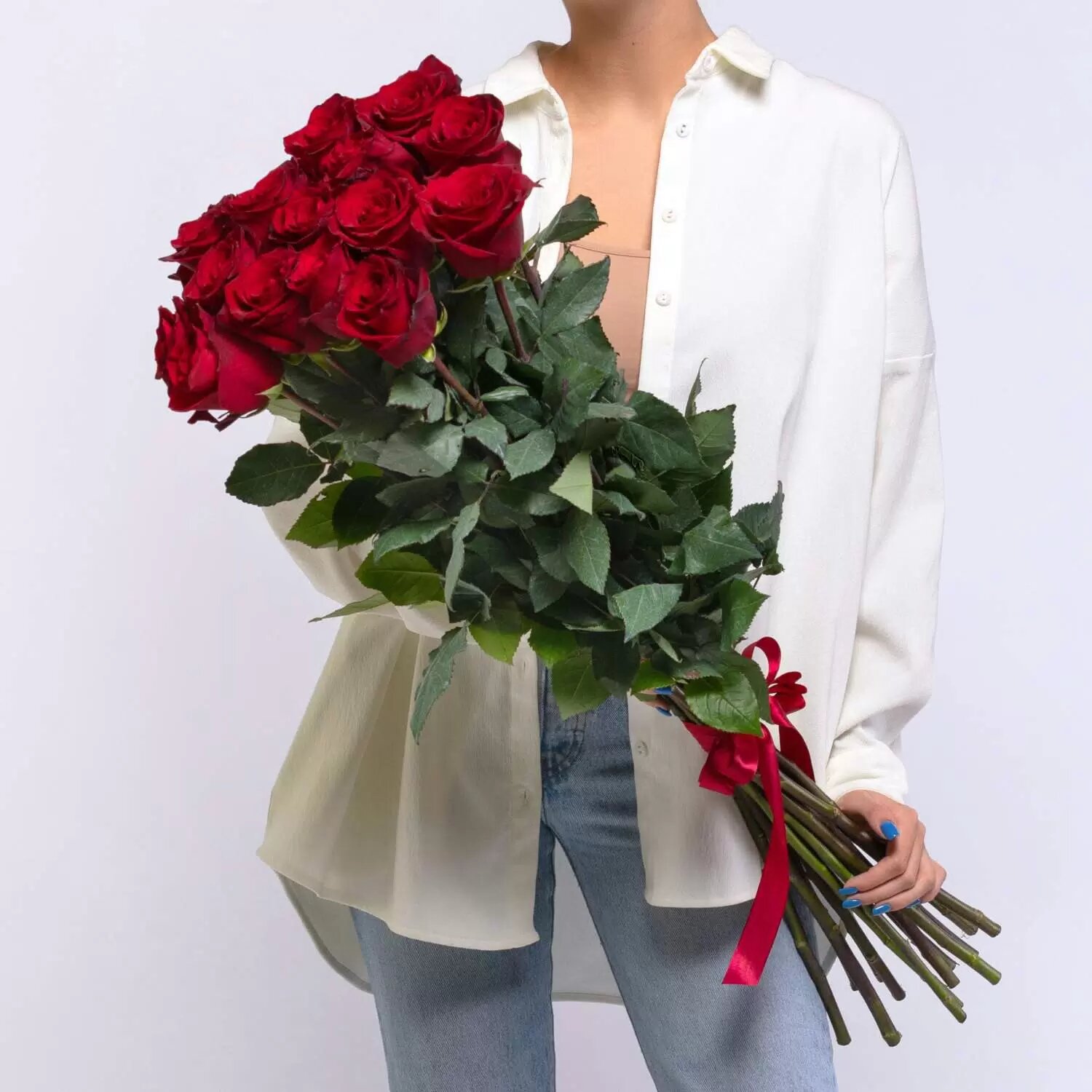 Букет Высокие Розы 11 штук / Гигантские (Длинные) Розы / Доставка цветов / 11 роз 100см (1метр) метровые