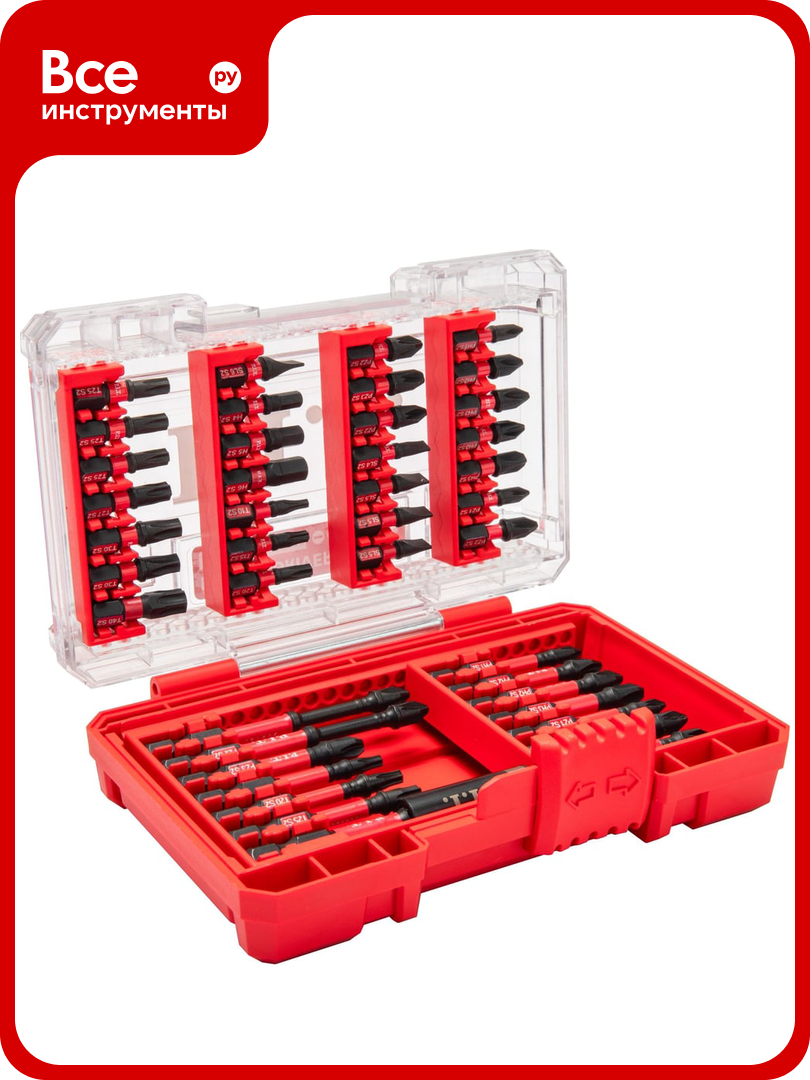 Набор ударных магнитных бит P.I.T. DRUA (42шт биты 25мм/50мм/75мм держатель бит кейс) ASET04-0042