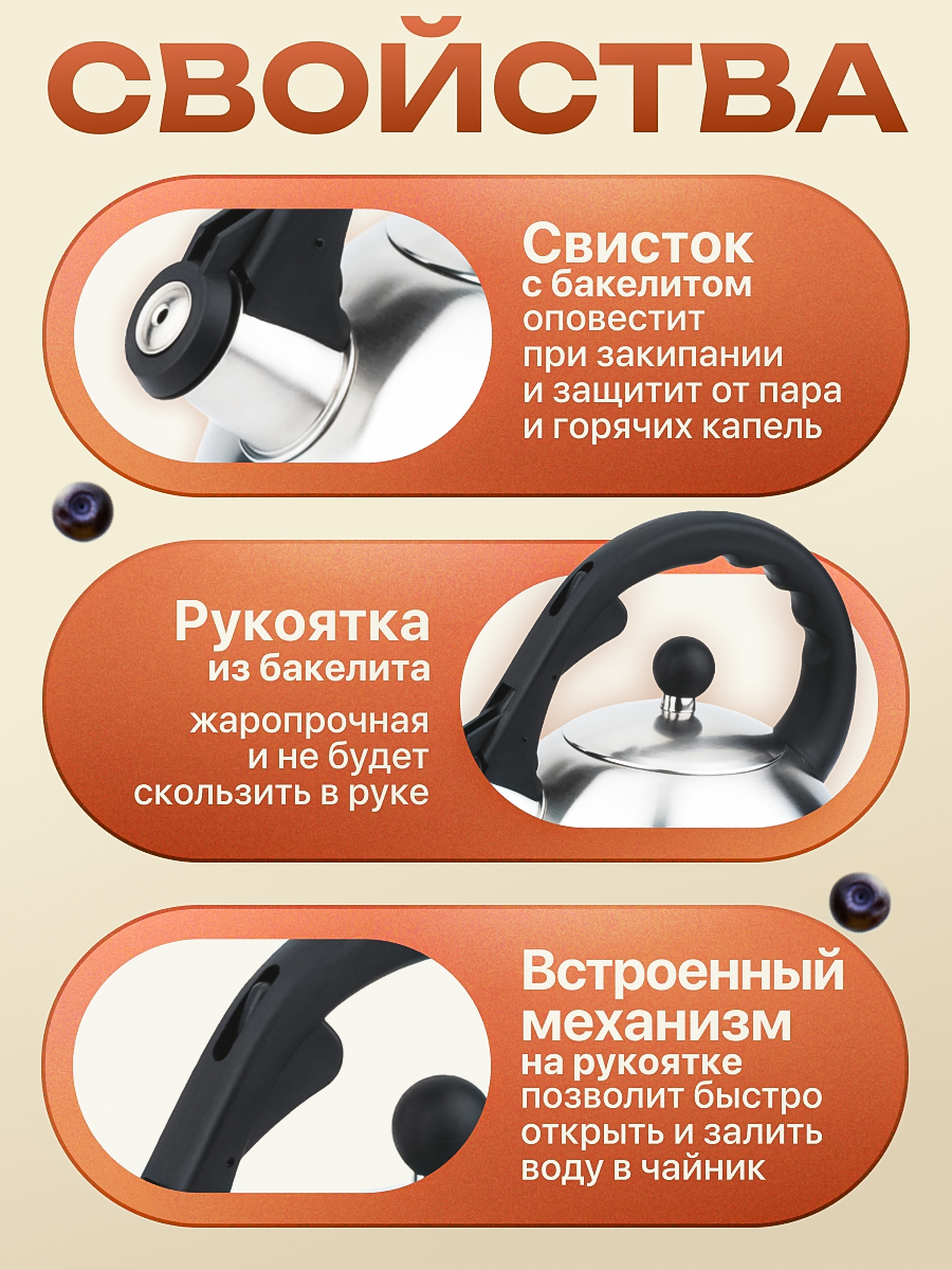 Чайник со свистком PERFECTO LINEA Melissa 2.5 л (52-225001) — фото 1