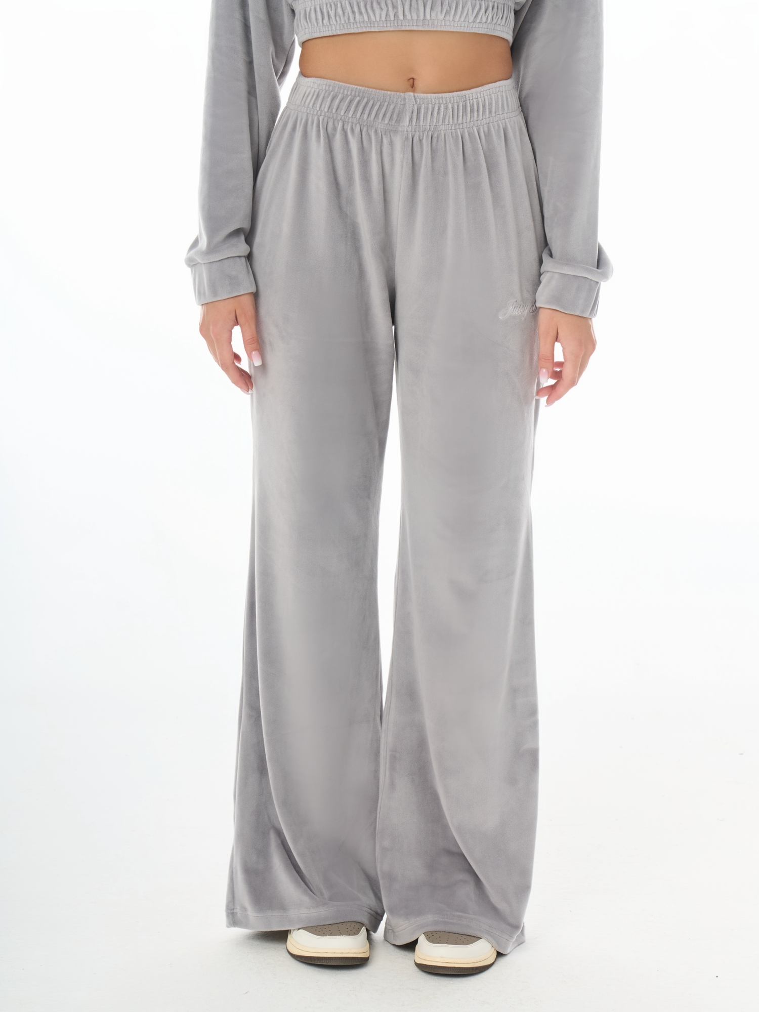 Брюки клеш Juicy clo BABY VELOUR, размер M, серый