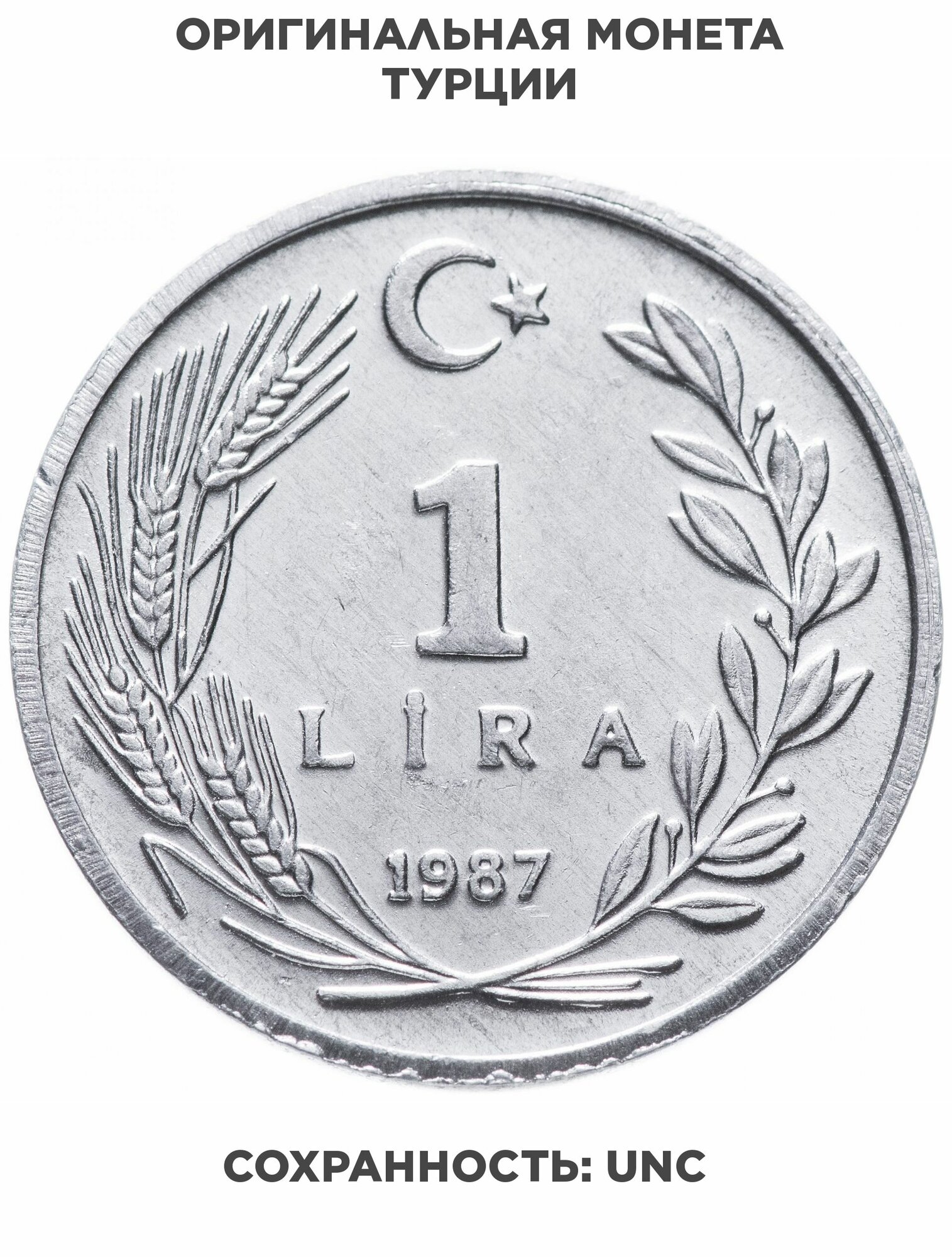 Турция 1 лира lira 1981-1987, Алюминий, в сохранности UNC