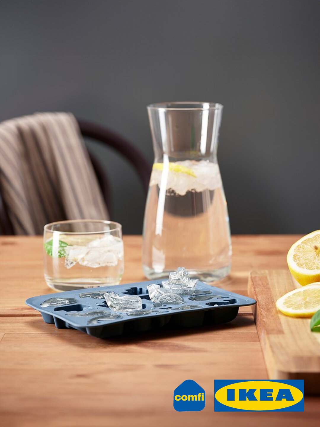 Силиконовая форма для льда, конфет и леденцов IKEA, 16 отсеков, синяя — фото 1
