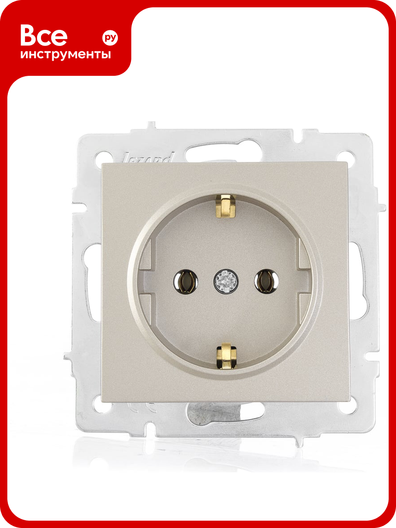 Розетка Lezard VESNA с заземлением  ПБТ  титан 742 3788 122B